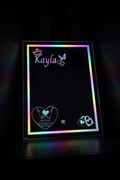 Customizable LED Mirror with rainbow border lighting and personalized LED writing