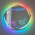 Shevena Johnson birthday circular LED mirror with rainbow border on clean simple background